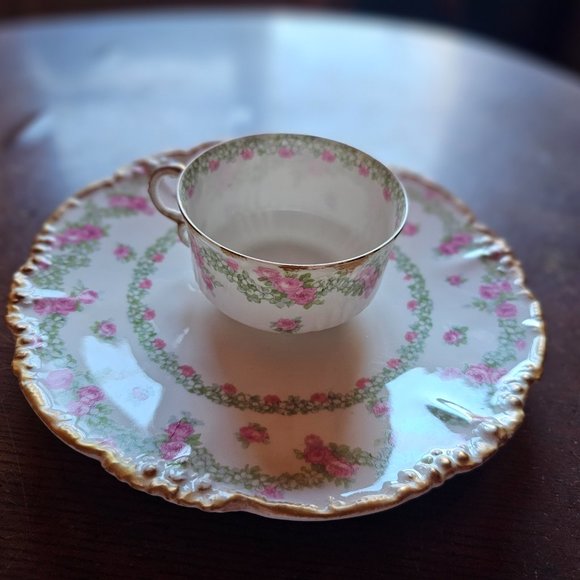 Vintage J Pouyat Limoges JPL France Plate and Tea Cup - Picture 3 of 3